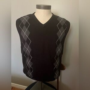 Classic Black V-Neck Argyle Sweater Vest